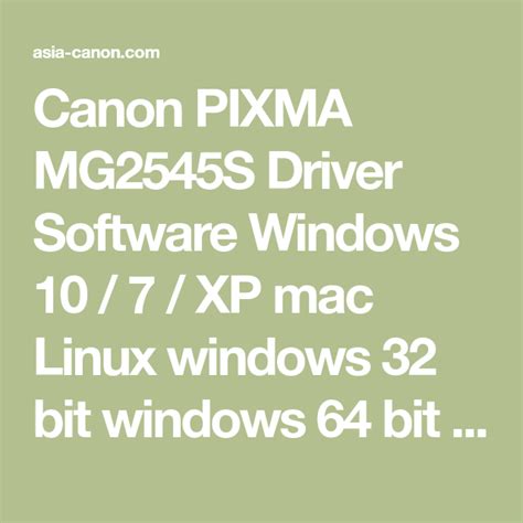 For wireless infrastructure mode only: Canon PIXMA MG2545S Driver Software Windows 10 / 7 / XP ...