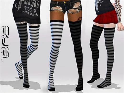 Long Mix Matched Stripe Knee Socks By Maruchanbe At Tsr Sims 4 Updates