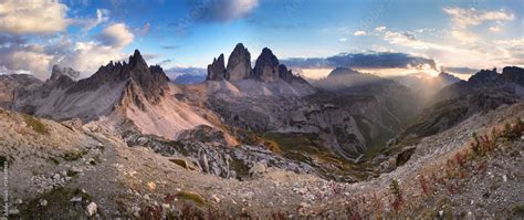 Panoramic View Of Monte Paterno Paternkofel And The Tre Cime Di