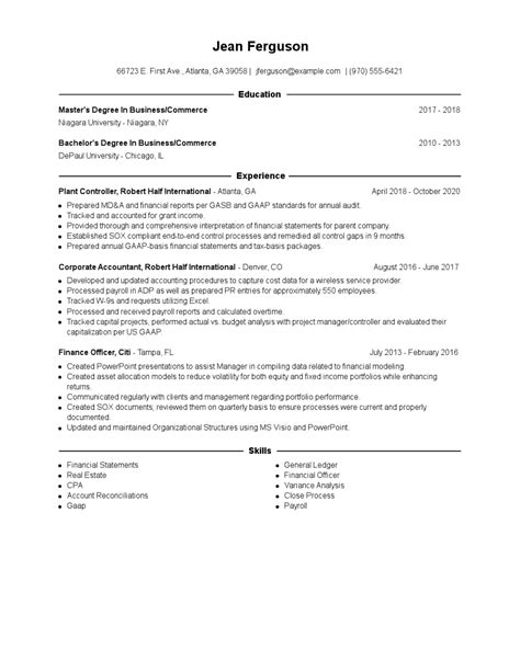 Plant Controller Resume Examples And Tips Zippia