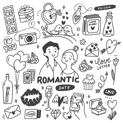 Premium Vector Romantic Couple With Cute Doodles