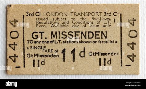 Vintage 1950s London Underground Ticket Hi Res Stock Photography And