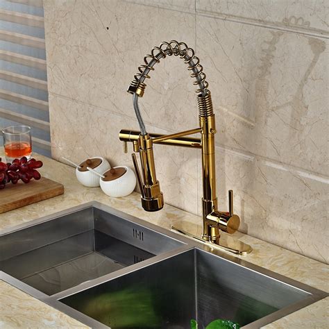 Not only do you have a choice of kitchen sink materials. Venezuela Gold Finish Kitchen Sink Faucet with Pull Down ...