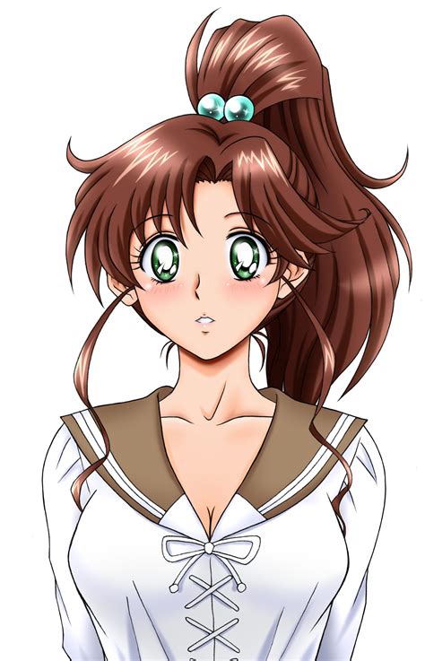 1girl o bishoujo senshi sailor moon blush brown hair green eyes hair bobbles hair ornament