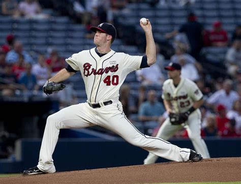 Atlanta Braves Starting Pitcher Alex Wood Works In The First Inning Of