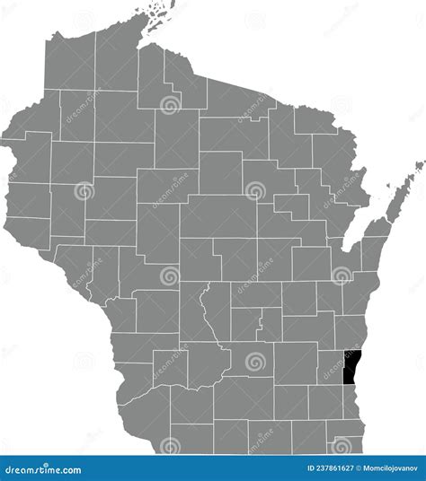 Location Map Of The Ozaukee County Of Wisconsin Usa Stock Vector