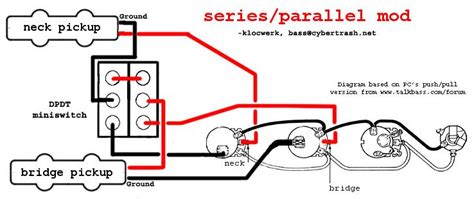 It shows the elements of the circuit as streamlined forms, as well as the power as well as signal connections between the tools. Series parallel (S1 / S-1) mod for Fender-style Jazz Bass.