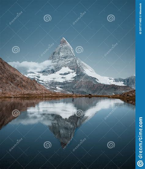 Beautiful View Of The Famous Riffelsee Lake In The Matterhorn Mountains