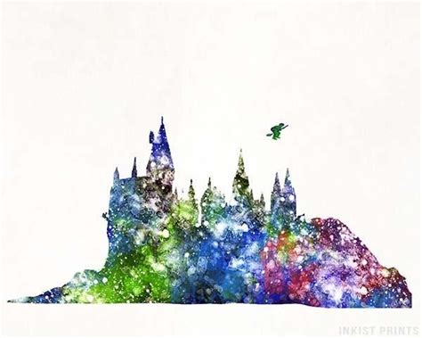 Hogwarts Castle Harry Potter Type 1 Print Harry Potter Watercolor