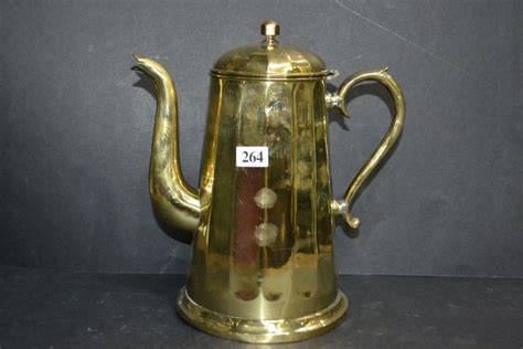 Polished Brass Coffee Pot Large Size Brass Metalware