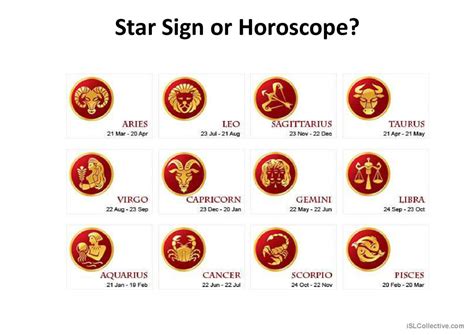 Star Signs General Readin English Esl Powerpoints