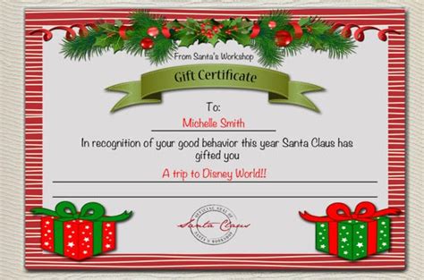 Simply choose, edit and print or download your custom gift certificate. 11+ Kids Christmas Certificate Templates | Free Printable ...