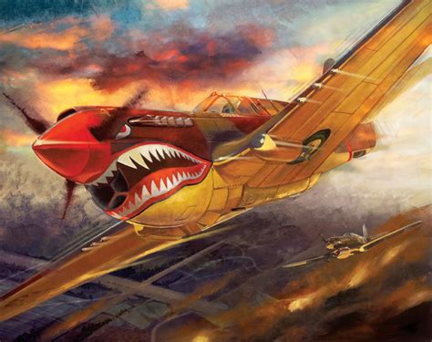 P40 Warhawk Plane Artwork Aircraft Painting Aircraft Art Wwii