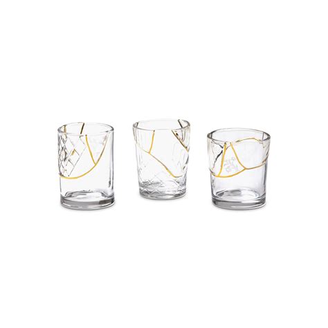 Kintsugi Whiskey Glasses Set Of 3 Gessato Design Store