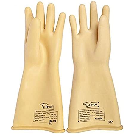 SAFEYURA Crystal Electrical Latex Rubber Hand Gloves Kv Line White Color Pair Amazon In