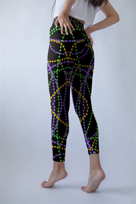 mardi gras leggings bead yoga pants new orleans outfit mardi etsy