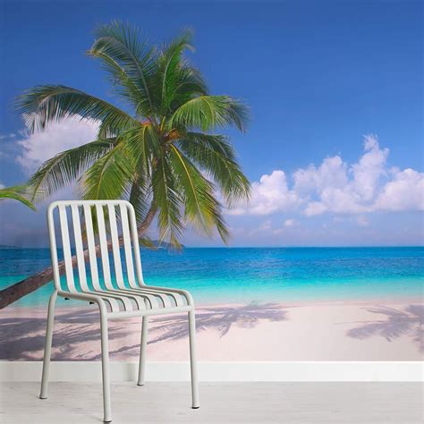 Palm Beach Wallpaper Mural Hovia Palm Trees Wallpaper Beach Scene