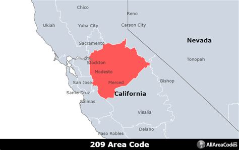 209 Area Code Location Map Time Zone And Phone Lookup