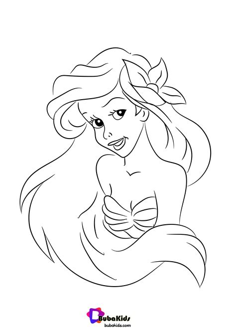 Disney Princess Ariel Coloring Pages Free Tracing By Bubakids