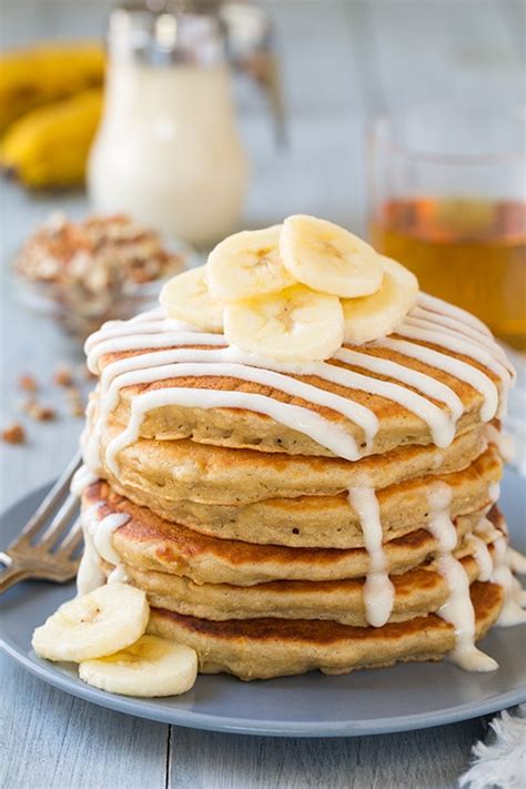 Banana Bread Pancakes With Cream Cheese Glaze Cooking Classy