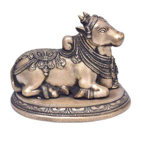 Brass Sitting Nandi Bull Lord Shiva Statue