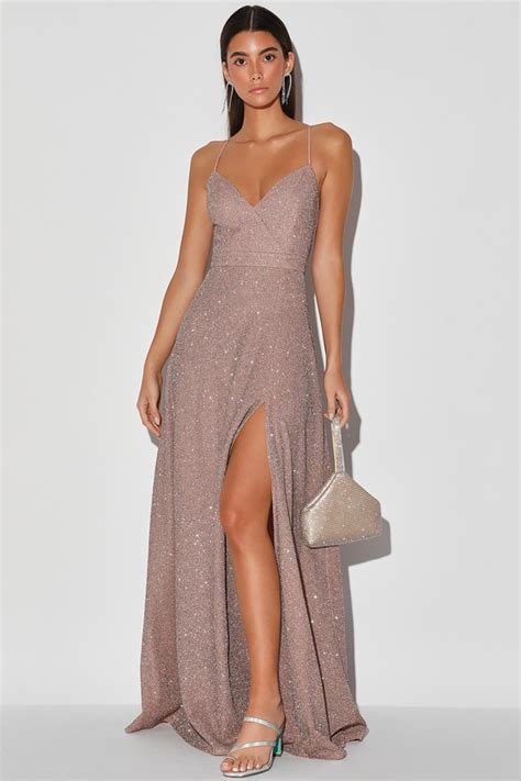 Chic Mauve Maxi Dress Multi Glitter Maxi Gown Glittery Dress Lulus
