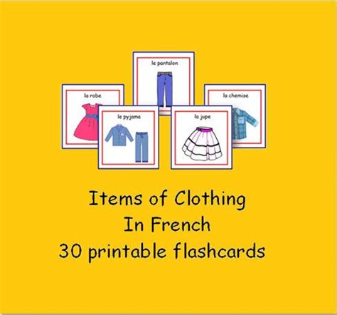 CLOTHES FRENCH FLASHCARDS with Pronunciation on Audio File,Items of ...