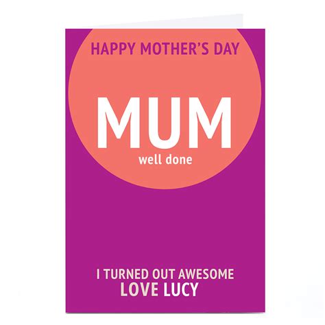 Buy Personalised Mothers Day Card Mum Well Done For Gbp 229 Card Factory Uk