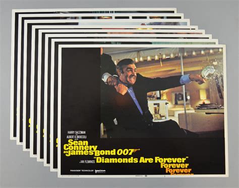 James Bond Diamonds Are Forever 1971 Set Of 8 Us Lobby Cards 11 X 14