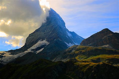 Matterhorn Cervino And Alpine Valley At Sunset Switzerland Border With