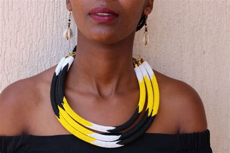 African Beaded Necklace 3 In 1 Layered Necklace African Etsy