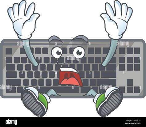 A Picture Of Black Keyboard Cartoon Design With Shocking Gesture Stock