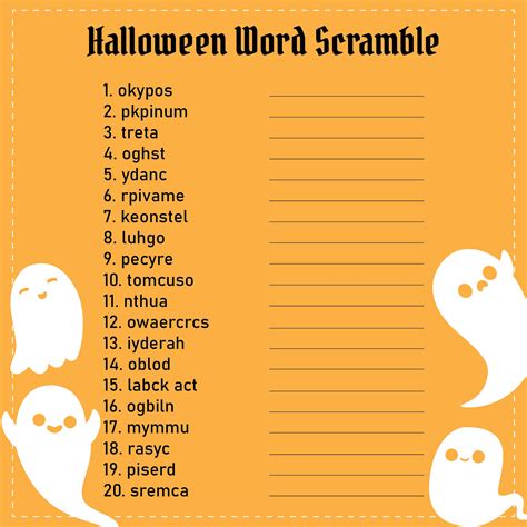 8 Best Halloween Word Scramble Printable