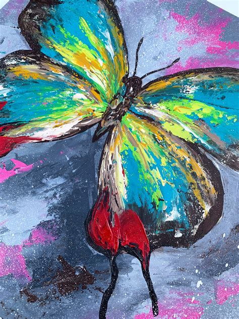 Butterfly Original Oil Painting Butterfly Insect Wall Art Etsy