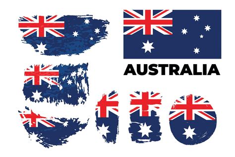 Australia Grunge Flag Set On A White Background Vector Illustration