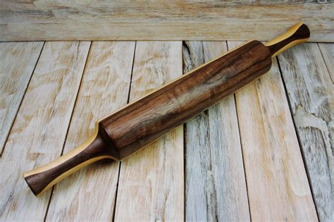 Wood Turned Rolling Pin Walnut And Maple Wooden Rolling
