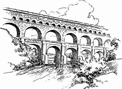 Aqueduct Clipart Roman Rome Bridge Ancient Drawing