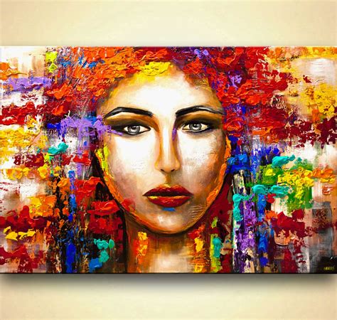 Painting For Sale Colorful Woman Portrait Large Textured
