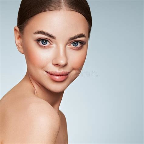 Portrait Beautiful Young Woman With Clean Fresh Skin Stock Photo