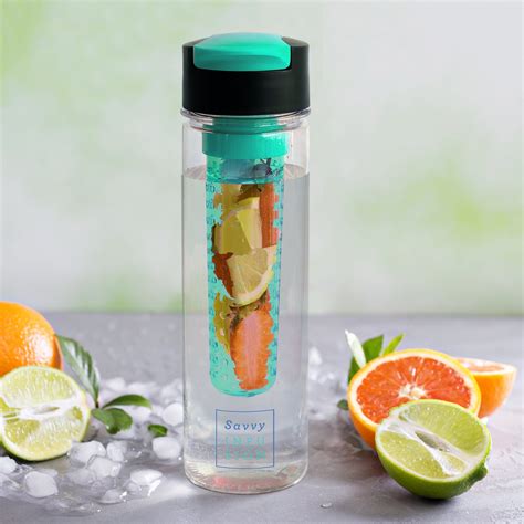 Savvy Infusion Flip Top Fruit Infuser Water Bottle 24 Ounce Unique Leak Proof Lid Great Ts