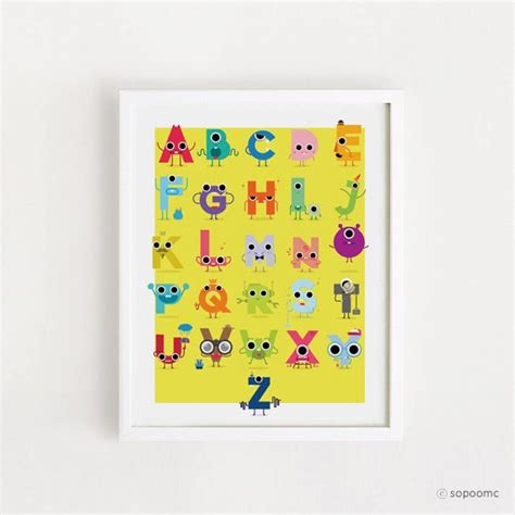 Printable Alphabet Poster 8x10 Alphabet Art Kids Room Art