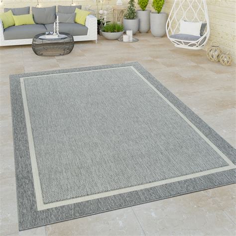 Outdoor teppich grau beige meliert 80x200 cm wetterfest flachgewebe waschraum küche balkon terrasse. In- und Outdoor Kurzflor-Teppich Bordüre Grau | Teppich.de