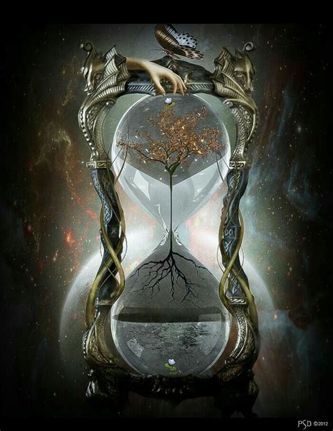 Surreal Hourglass Artwork With Tree And Moon