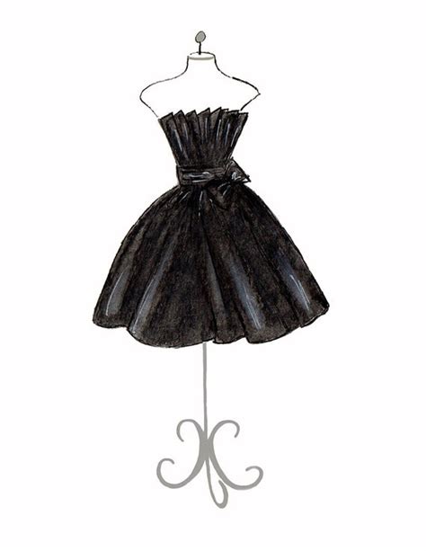 Watercolor Little Black Dress Fashion Illustration Print Lbd