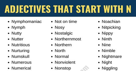 Positive Adjectives That Start With N Adjectives Englishstudyonline