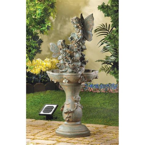 Magical Fairies Watering Flowers Solar Water Fountain With Electric
