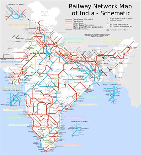 India Railway Schematic Map Maps Of India