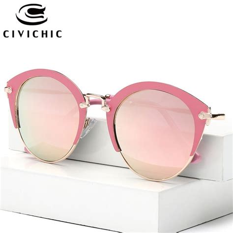 civichic hd trend cats eyes women sunglasses retro semi rimless eyewear mirror coated sun