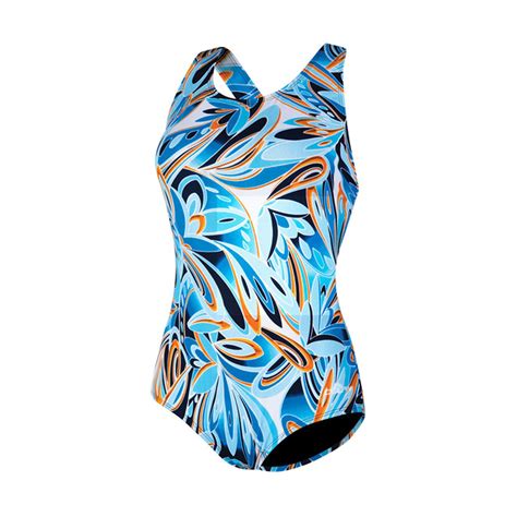 Dolfin Aquashape Womens Print Conservative Lap Swimsuit In Calia Size
