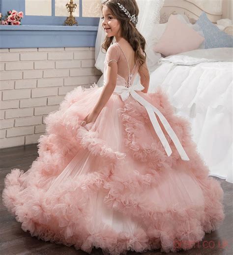 Cute Ball Gown Short Sleeve Kids Prom Dress For Girls